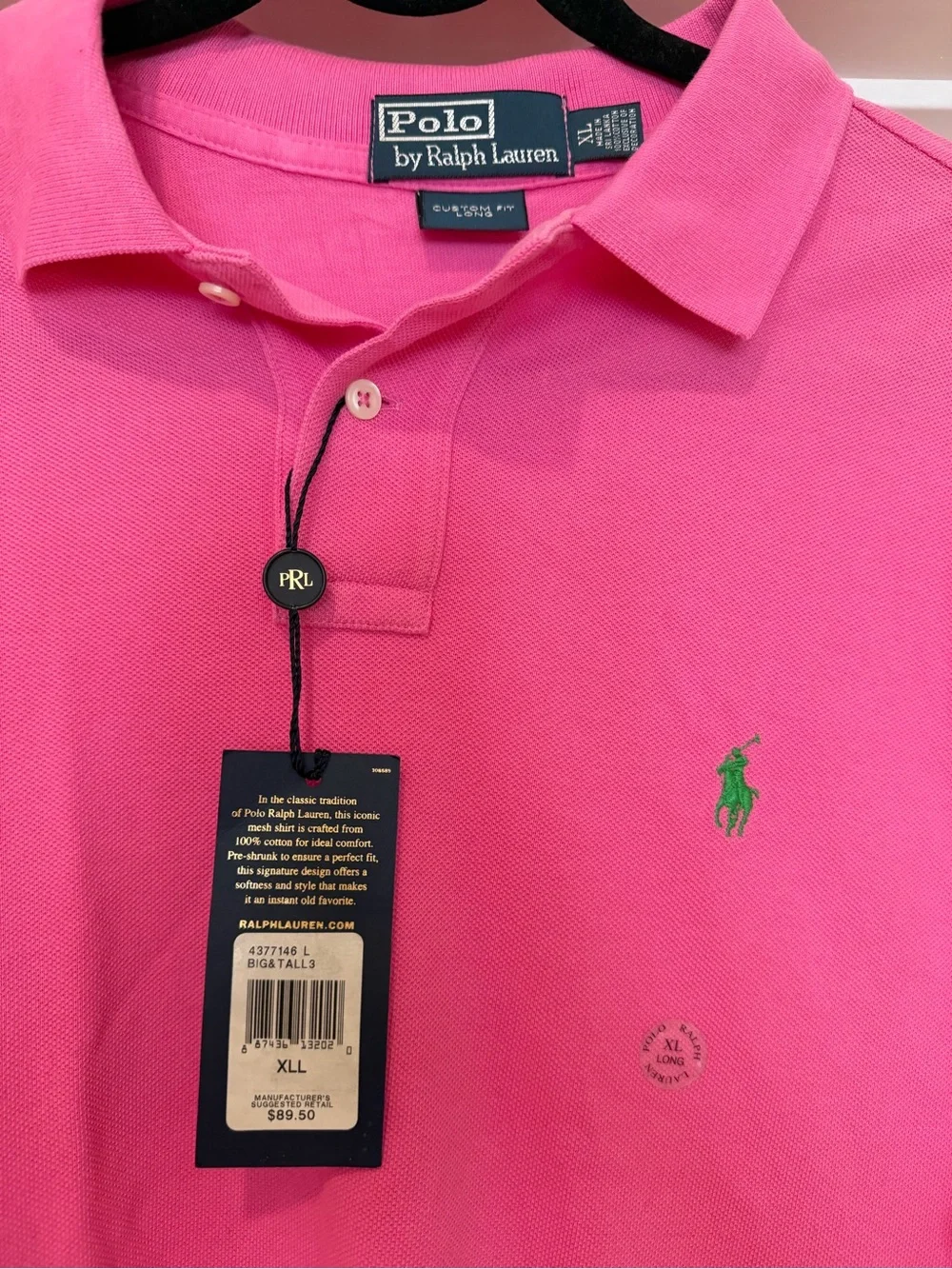 Ralph Lauren Men's Hot Pink Polo Shirt with Green Pony